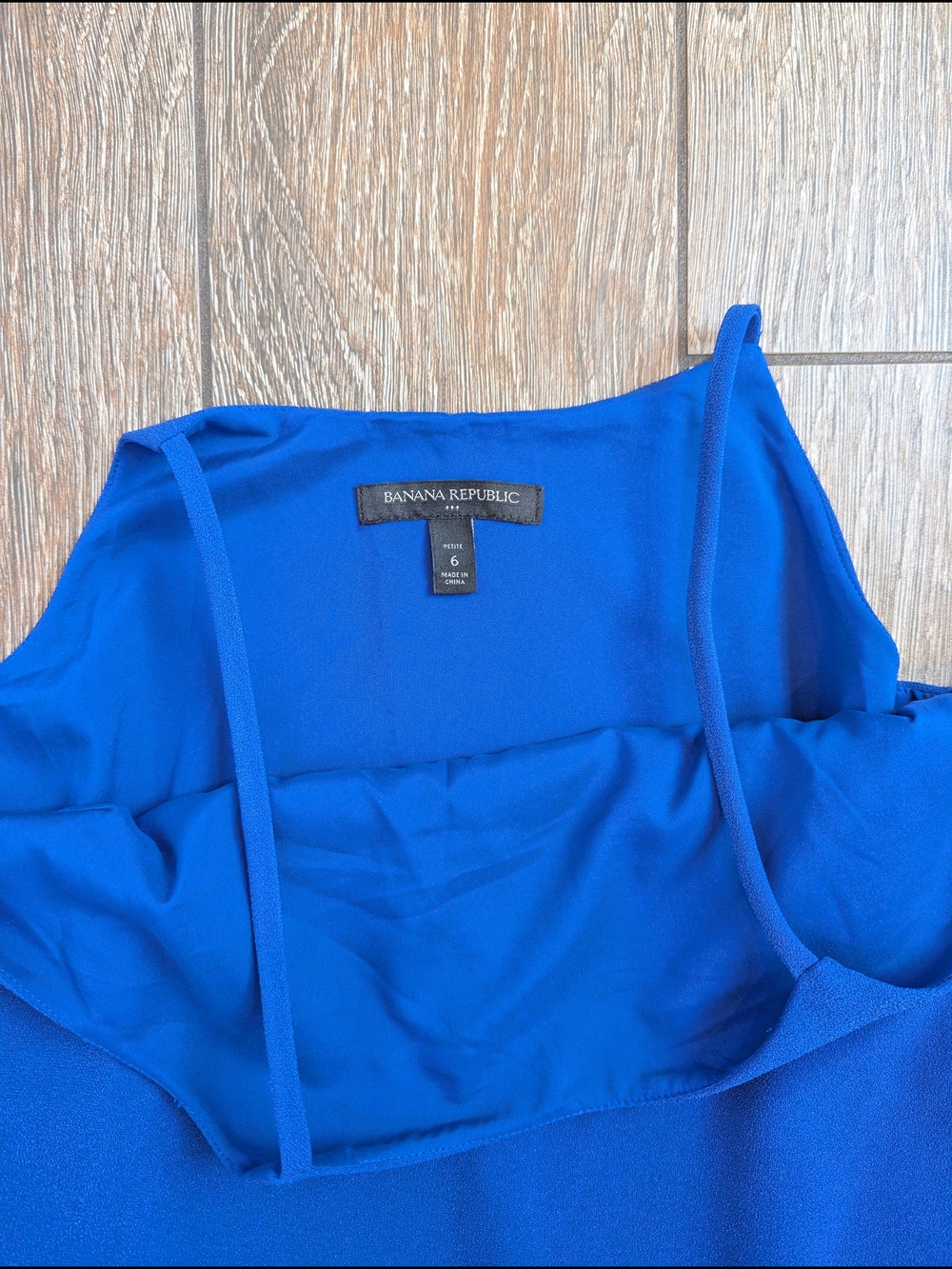 Banana Republic Cobalt Blue Spaghetti-Strap Mini Dress Shift Eyelet Cutout 6P - Picture 4 of 11